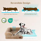 EHEYCIGA Orthopedic Dog Bed for Small Dogs, Waterproof Memory Foam Small Dog Beds with Sides, Non-Slip Bottom and Egg-Crate Foam Medium Pet Couch Bed with Washable Removable Cover, Camel