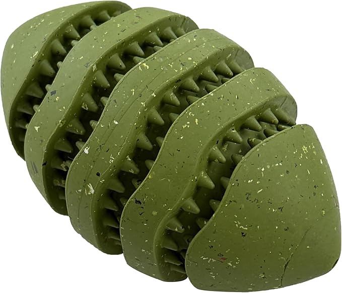 Max Fusion Made with Nike Grind, Arlee Spiro Football Dog Toy for All Dogs, Durable & Natural Rubber Chew Toy for Play, Fetch & Chewing, Medium, Green, 1 Count