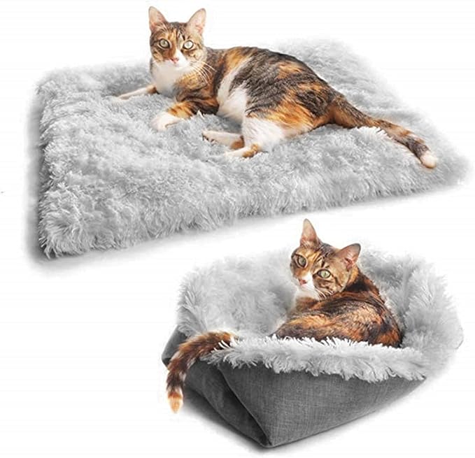 Gecheer Cat Bed for Indoor Cats, Washable Soft Pet Bed Innovative Design Warming Comfortable Cat Mat Suitable for Dogs, Cats
