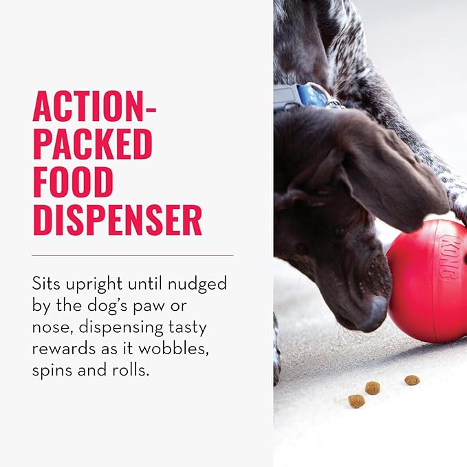KONG Wobbler - Interactive Dog Toy for Treat Dispensing - Dog Slow Feeder for Healthy Eating - for Medium/Small Dogs