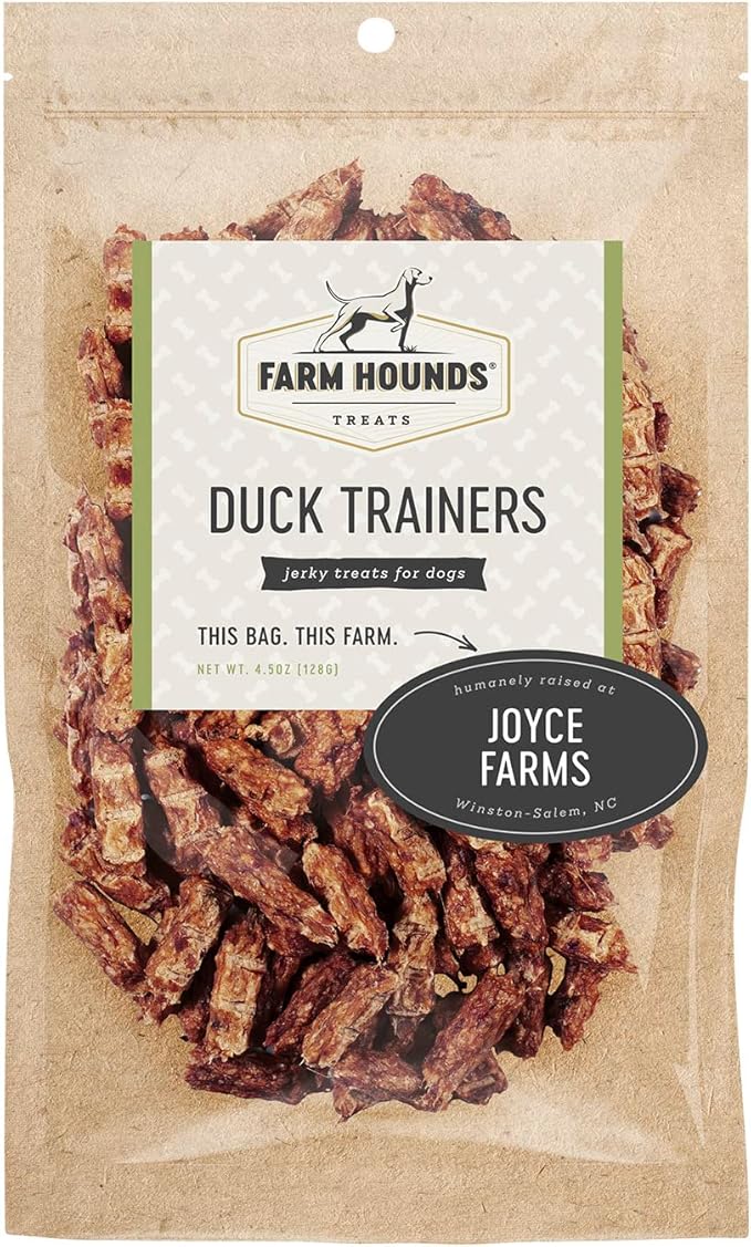 Farm Hounds - Duck Trainers - Premium Natural Jerky for Dogs - 100% Humanely Raised - Easy-Break - Great for Training & Treats - No Added Fillers - Made in USA - 4.5 oz - 1 Pack