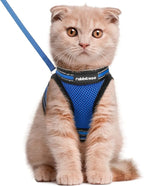 rabbitgoo Cat Harness and Leash Set for Walking Escape Proof, Adjustable Soft Kittens Vest with Reflective Strip for Cats, Comfortable Outdoor Vest,Blue,L