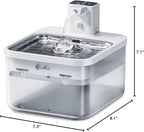 DownyPaws Battery Operated Cat Water Fountain Stainless Steel, 84oz/2.5L Fursink Wireless Pet Water Fountain for Cats Inside, Automatic Dog Water Dispenser with Faucet, Quiet Pump, BPA-Free, White