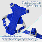 Cat Harness and Leash Set Escape Proof for Kitten Walking, Soft Adjustable Top Handle Vest Harnesses for Cats, Easy Control Breathable Reflective Small Medium Large, Sapphire Blue,S