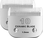 10# Detachable Pet Dog Grooming Clipper Ceramic Blade,Compatible with Andis Size 10 Cut Length 1/16"(1.5mm),Compatible with andis/wahl/Oster Dog Clippers 2PCS