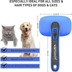 Dogs Cats Self Cleaning Slicker Brush for Shedding & Grooming Any Breed of Pets, Removes Loose, Undercoat, Mats, Tangled Hair for Small Medium Large Animal With Long Short Fur Length, Blue