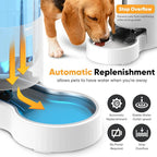 7L Automatic Dog Water Dispenser Bowl, Gravity Pet Water Dispenser with Stainless Steel Bowl, No Spilling Large Capacity Water Feeder for Dogs Cats (7L Without Filter Black)