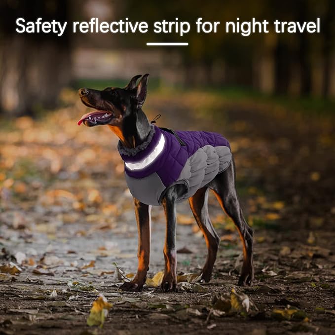 Dog Winter Jacket Cozy Reflective Waterproof Windproof Warm Pet Garment,Comfortable Cold Weather Fleece Apparel Outfits with Zipper Closure for Small Medium Large Dogs Puppy Walking,X-Small