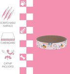 CSR1010A Nelson 20.13" Modern Cardboard Round Bowl Cat Scratcher with Catnip, Light Pink/Multi