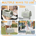 Extra-Large Cat Carrier Soft Sided Flight Approved, Mesh Pet Carrier for Travel Outdoors with Shoulder Straps, Cat Carriers for Cats/Puppy/Dogs Up to 30Lbs, Green