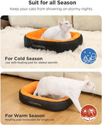 Heated Pet Bed for Indoor Cats - Self Warming Heating Dog Bed with Fur Fluffy Plush - Orthopedic Small Animal Bed with Memory Foam Side for Cat Puppy Rabbit - 4 Timing | 9 Temp | 19"x15"