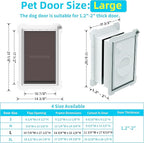 3-Flap Steel Large Dog Door for Exterior Doors with Sliding Lock Panel, Energy-Efficient Insulated Pet Door, Extreme Weather Doggy Door with Telescoping Tunnel, Never Rust（Pets Up to 100 Lb）