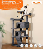 Made4Pets Cat Tree 54in Cat Tower for Indoor Cats Kitten Tree Multi-Level Cat Tree with 2 Condo Furniture Activity Center with Scratching Posts Funny Toys Kittens Pet Play House, Dark Grey