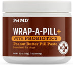 Pet MD Wrap-A-Pill with Dog Probiotics - Pill Wrap for Dogs Medicine - Easy-to-Use Paste to Hide Capsules, Create Pockets and Pill Treats for Dogs - Peanut Butter (4.2oz)