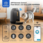 PAPIFEED Automatic Cat Feeder, 2.4G WiFi Auto Cat Food Dispenser with App Control, 3L Auto Pet Feeder with Dual Power Supply, Detachable for Easy Clean for Cats and Small Dogs, Black