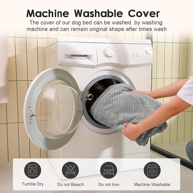 Orthopedic Dog Beds Large Sized Dog, 3 Inch Memory Foam Pet Bed for Medium and Large Dogs, Washable Removable Cover, Nonskid Bottom, Waterproof, 36x27 Inches L Light Grey