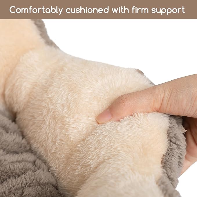 Hollypet Cozy Cat Beds for Indoor Cats - Cute Cactus Pet Beds, Fluffy Puppy Bed, Non-Slip Extra Small Dog Bed, Brown