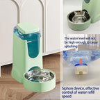 Pets Automatic Gravity Feeder Dogs 2.8L Food & 4L Water Dispenser Set with Stainless Steel Bowl for Small Medium Big Puppy Kitten(Light Green)