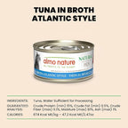 almo nature HQS Natural Wet Cat Food Tuna in Broth Atlantic Style, Grain-Free, 2.47 oz (Pack of 24)