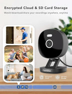 2K Security Camera, Outdoor/Indoor for Home, Pet, Baby, Nanny, IP65 Wterproof Color Night Vision, White Light & Siren, Recording, Motion Detection, Compatible with Alexa,Black-4P