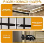 46" Large Dog Crate Furniture, Double Door Wooden Indoor Dog Kennel Furniture, Decorative Pet Cage End Table with Wheels for Extra Large Breed Dogs, Size 2XL, Rustic Brown