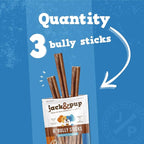 Jack&Pup 6-inch Pizzle Sticks for Dogs (3 Pack) All Natural Thick Bully Sticks for Dogs | Long Lasting Bully Sticks
