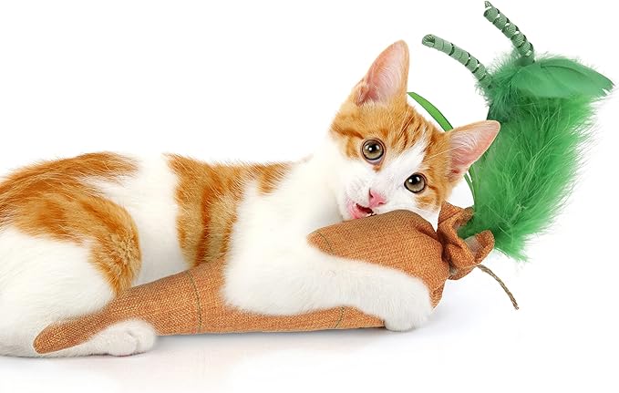 SmartyKat Kolossal Karrot Crinkle Kicker Catnip Cat Toy - Orange, Jumbo