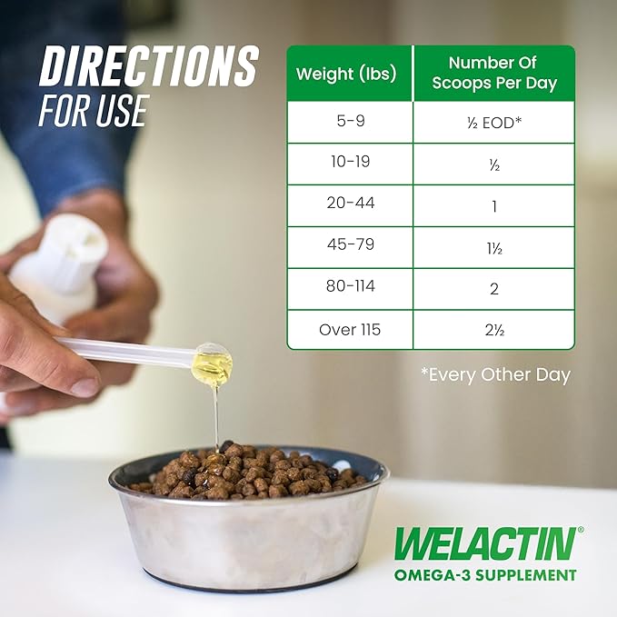 Nutramax Welactin Omega 3 Fish Oil for Dogs, Skin and Coat Health Supplement, Plus Joint, Immune, Kidney, and Brain Support, Premium Omega 3 Fatty Acids, For Dogs, 16 Ounce Liquid