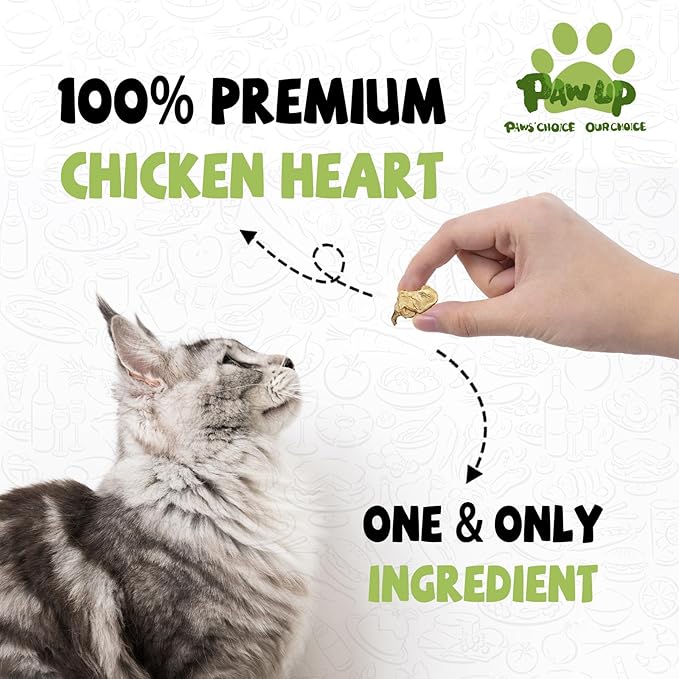 PAWUP Freeze Dried Chicken Heart Pet Treats, High Protein Freeze-Dried Pet Food for Dogs, Cats, Fresh Ingredient, 3.2 oz, Rawhide Free, Gluten&Grain Free