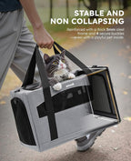 pecute Cat Carrier Stable, Pet Carrier Breathable and Portable, Cat Carriers Bag with Scientific Hidden Partition, Carriers for Cat Under 5kg, Dog Carrier Suitable for Travel and Outing, Gray