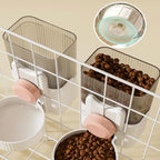 Hanging Cage Automatic Food Water Dispenser, Detachable Auto Gravity 1L Self-Feeding Feeder and Waterer Set, Crate Auto Feeder Dish for Puppy Cats Ferret Bunny Guinea Pig Small Pets (Pink)
