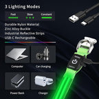 LED Dog Collar with Metal Buckle - USB Rechargeable Glow Collar for Dogs, Waterproof Light Up Dog Collar w/Reflective Strips - Adjustable Night Safety Collars by PetIsay(Green,Medium)