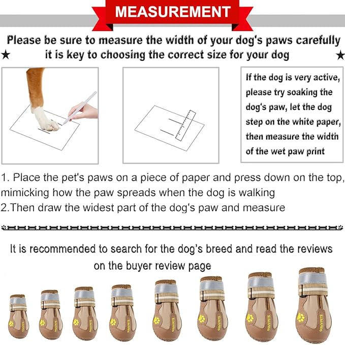 QUMY Dog Shoes for Large Dogs, Medium Dog Boots & Paw Protectors for Winter Snowy Day, Summer Hot Pavement, Waterproof in Rainy Weather, Outdoor Walking, Indoor Hardfloors Anti Slip Sole Khaki 7
