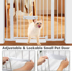 37 Inch Tall Baby Gate with Cat Door, Adjustable 29.55" and -40.55" Wide Auto Close Dog Gate Pressure Mounted Safety Pet Gate for Stairs, Doorway, House