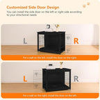 DWANTON Dog Crate Furniture with Cushion, Wooden Kennel Table with Double Doors, Indoor Dog House, Medium Size, 32.5" L, Black