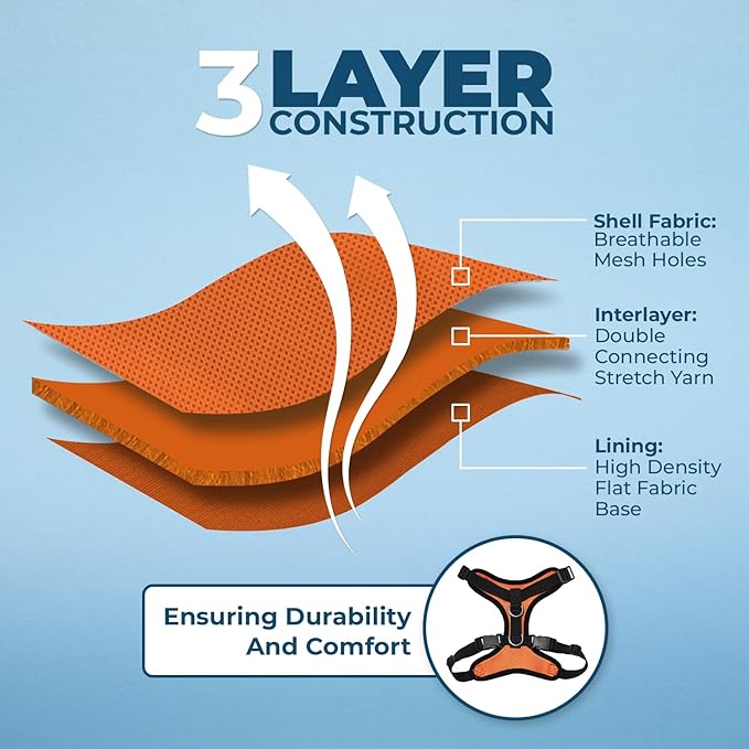 Voyager Escape-Proof Step-in Lock Cat Harness & 5ft Neoprene-Handle Leash Set All-Weather Mesh with Reflective Stitching for Small to Large Cats by Best Pet Supplies, Orange/Black Trim, XXXS