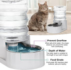 RIZZARI Gravity Water Bowl Dispenser: 4L Automatic Stainless Steel Water Feeder Without Filter - White Pet Waterer for Senior Dogs with Spine Problems - in Bedroom Garden