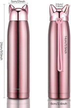Boao Cute Cat Water Bottle Stainless Steel Insulated Bottle Thermal Travel Coffee Mug Christmas Vacuum Water Mug for Women, 300 Ml/10 oz(Pink)