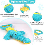 Dog Toys Cute Alligator Dog Toy Tough Plush Puppy Toy for Playtime, Training & Tug of War- Interactive Squeaky & Crinkle Chew Toy for Small to Large Dogs