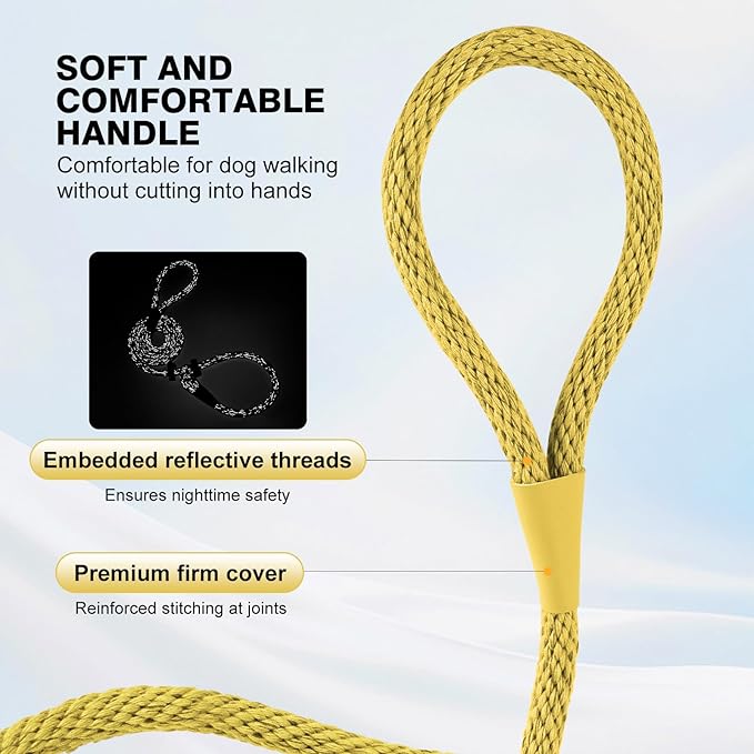 Lynxking Dog Leash Slip Lead Reflective Breathable Rope Comfortable Strong No Pull Slip On Pet Training Lead for Dogs