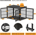 38 Inch Heavy Duty Dog Crate Furniture for Large and Medium Dogs, Decorative Pet House End Table, Wooden Cage Kennel Furniture Indoor, Black