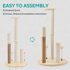 Maximum - 35.8" Tall Cat Scratching Post, 3 Scratcher Posts for Indoor Small and Large Cat, Spring Cat Toy and Hanging Ball, Non Spliced Elliptical Base Plate