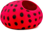 Woolygon Premium Felt Cat Cave Bed - Polka Dot Series - Wool Kitty Beds Handcrafted Kitten Caves Bed for Indoor Cats - Eco-Friendly Merino Wool, Foldable Cat Hideaway Cat Houses (Red/Black Dots)