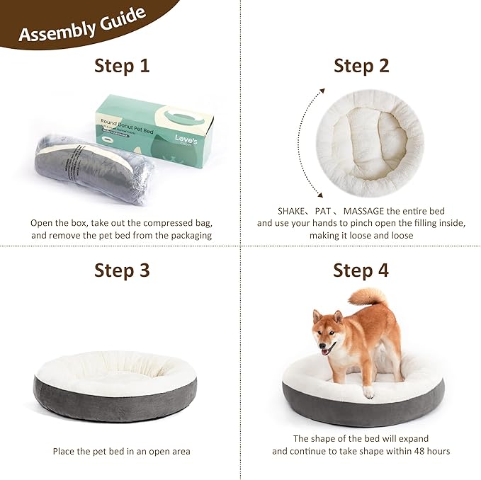 Love's cabin Round Donut Cat and Dog Cushion Bed, 20in Pet Bed for Cats or Small Dogs, Anti-Slip & Water-Resistant Bottom, Super Soft Durable Fabric Pet beds, Washable Luxury Cat & Dog Bed Dark Grey