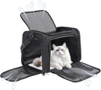 Cat Carrier Soft, Collapsible Cat Bag Carrier, TSA Airline Approved Pet Carrier for Cats with Removable Mat, Breathable Pet Travel Carrier for Small Medium Adult Pussy & Small Dogs (Black)