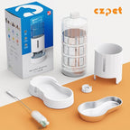 CZPET Automatic 9L Dog and Cat Water Dispenser with Stainless Steel Bowl Gravity Waterer,100% BPA-Free,Large Capacity and Drinking Area Noise-Free for Pets(9L Water Dispenser, White)