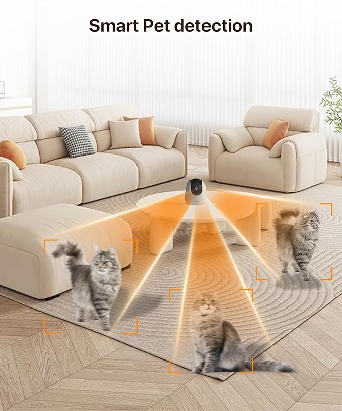 Tenda CP3 Pro 2K Indoor Security Camera with WiFi 6 & AI Baby/Pet Detection – Baby Monitor, Pet Camera for Home, One-Touch Calling, Night Vision, Military-Grade Encryption, No Subscription Needed