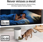 PAPIFEED Automatic Cat Feeder 3L, Timed Cat Feeders for Dry Food, Programmable Feeding Schedule, Automatic Pet Food Dispenser with Dual Power Supply, 1-4 Meals Per Day for Cats and Small Dogs