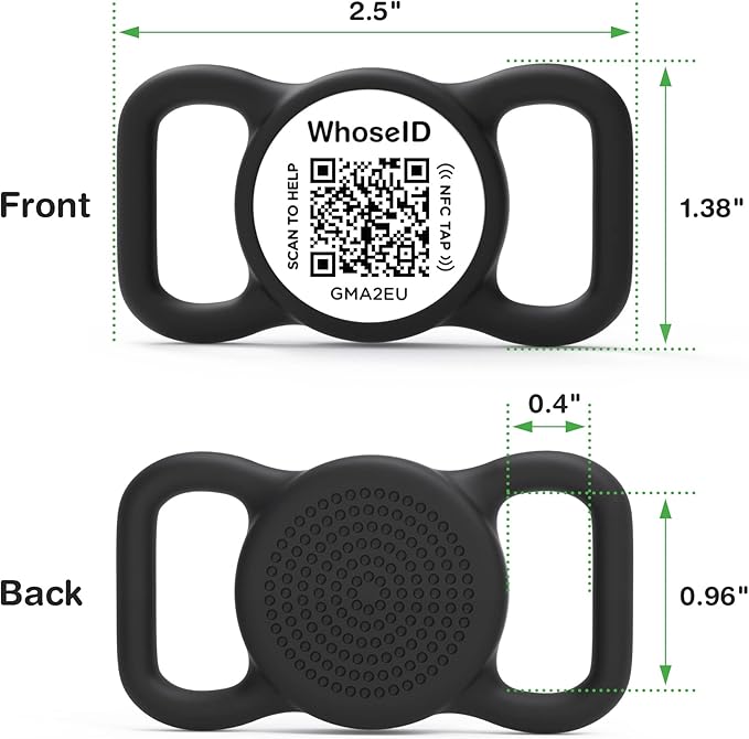 QR Code Dog Tag with NFC, Personalized Pet ID Tag, Silent Dog ID Tag, Modifiable Pet Online Profile, Multiple Emergency Contact, Scan QR Code Send GPS Location Email (Regular, Black&White)
