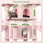 Globlazer Big Pink Cat Tower for Indoor Cats, 80inch Cat Tower for Multiple Adult Cats XXL Cat Tree with Scratching Post, Hammock, 3 Perches, 2 Condos, 2 Hanging Basket, F80, Pink